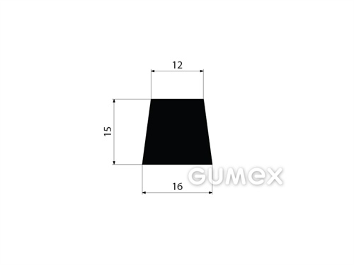 Pryžový profil tvaru "lichoběžník", 15x16/12mm, 70°ShA, EPDM, -40°C/+100°C, černý